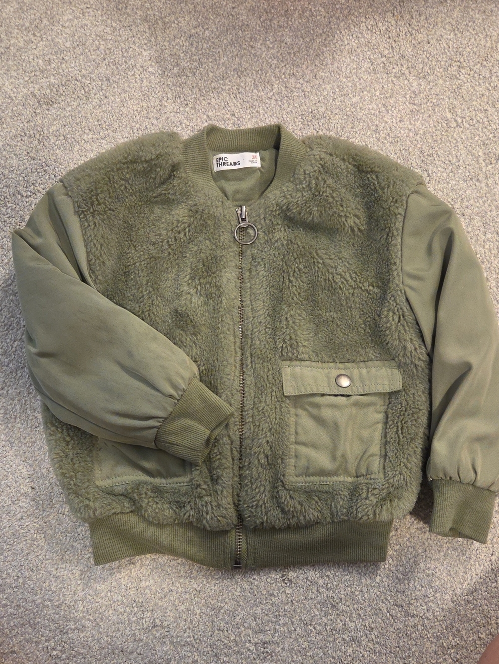 Epic Threads | Olive Green Zip Jacket 3t